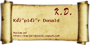Káplár Donald névjegykártya
